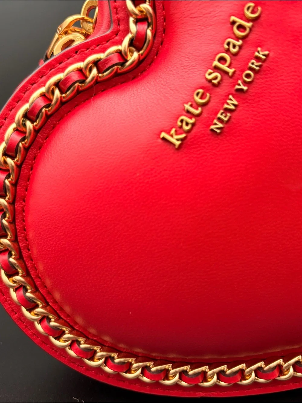 Kate Spare New York Amour 3D Heart Leather Crossbody Lingonberry Handbag Purse